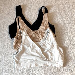 XL Crossover Cotton Nursing Bras set of 3 Black White Nude